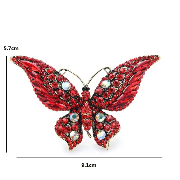 Gorgeous Large Crystal Rhinestone Butterfly Brooch / Necklace Pendant - Picture 6 of 9